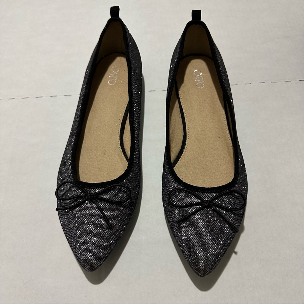 Cato Chic Black Glitter Flats